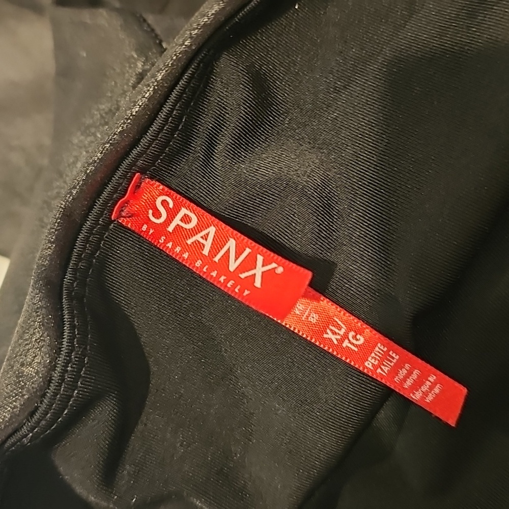 SPANX Classic Black Faux Leather Leggings XL - Picture 3 of 5